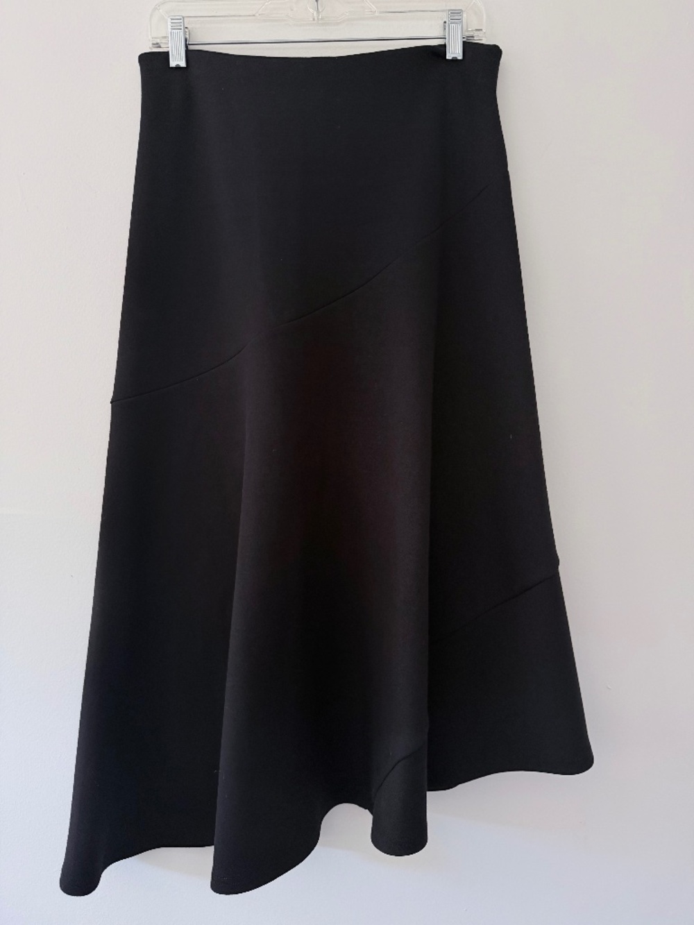Staple the label Black Ponte Paneled Asymmetrical Hem Swing Skirt Pull on